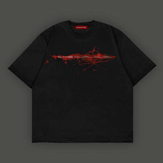 Camiseta negra con diseño de sangre