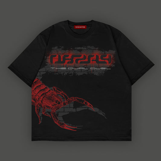 Camiseta negra con graffiti y escorpión