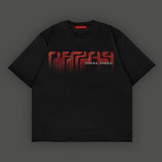 Camiseta negra con diseño degradado