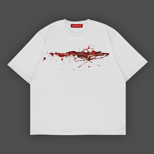Camiseta blanca con diseño de sangre
